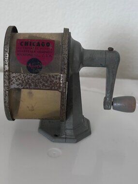 Vintage Apsco Chicago Pencil Sharpener Manual Crank Wall or Desk